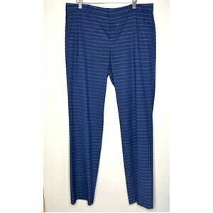 Banana Republic Ryan Pants Navy Blue White Stripes Mid Rise Size 12 Tall